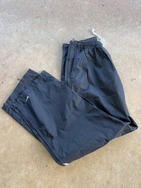 Vintage Nike Mens Black Windbreaker Track Pants With Zippered Legs & Drawstring